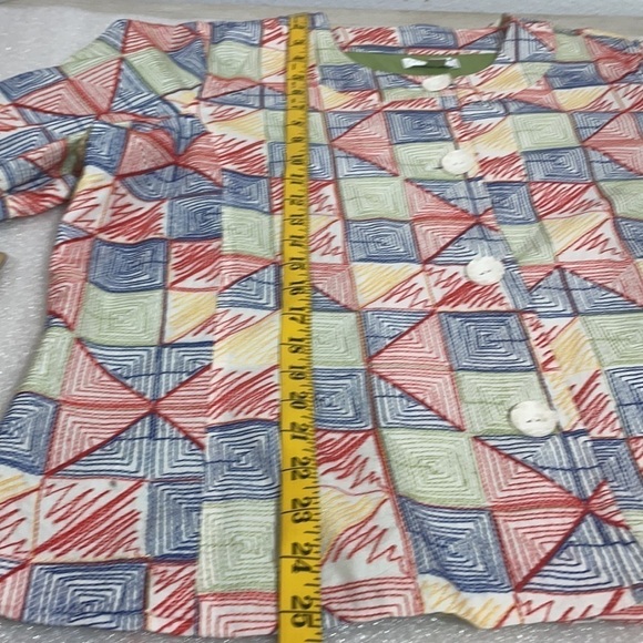 Coldwater Creek Embroidered Cotton Blazer 18W | Colorful Abstract Jacket - Picture 13 of 13